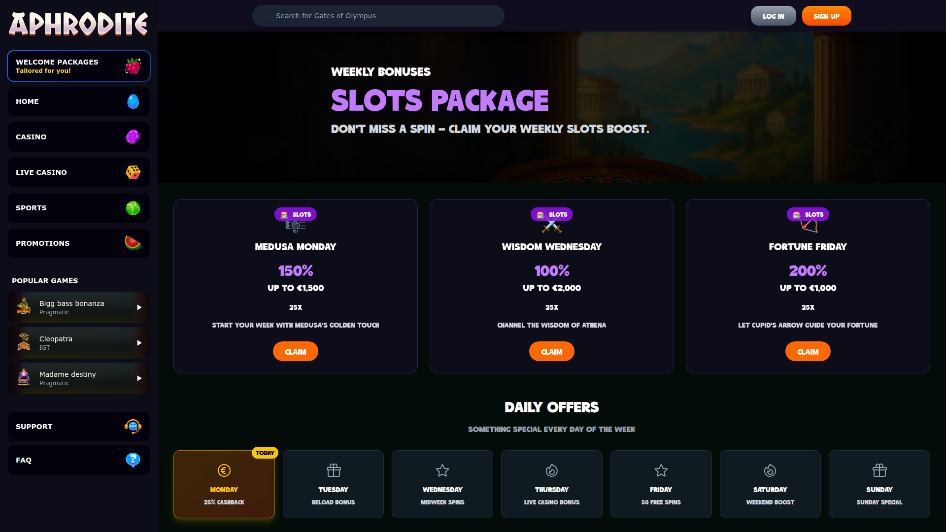 Aphrodite Casino Screenshot 2