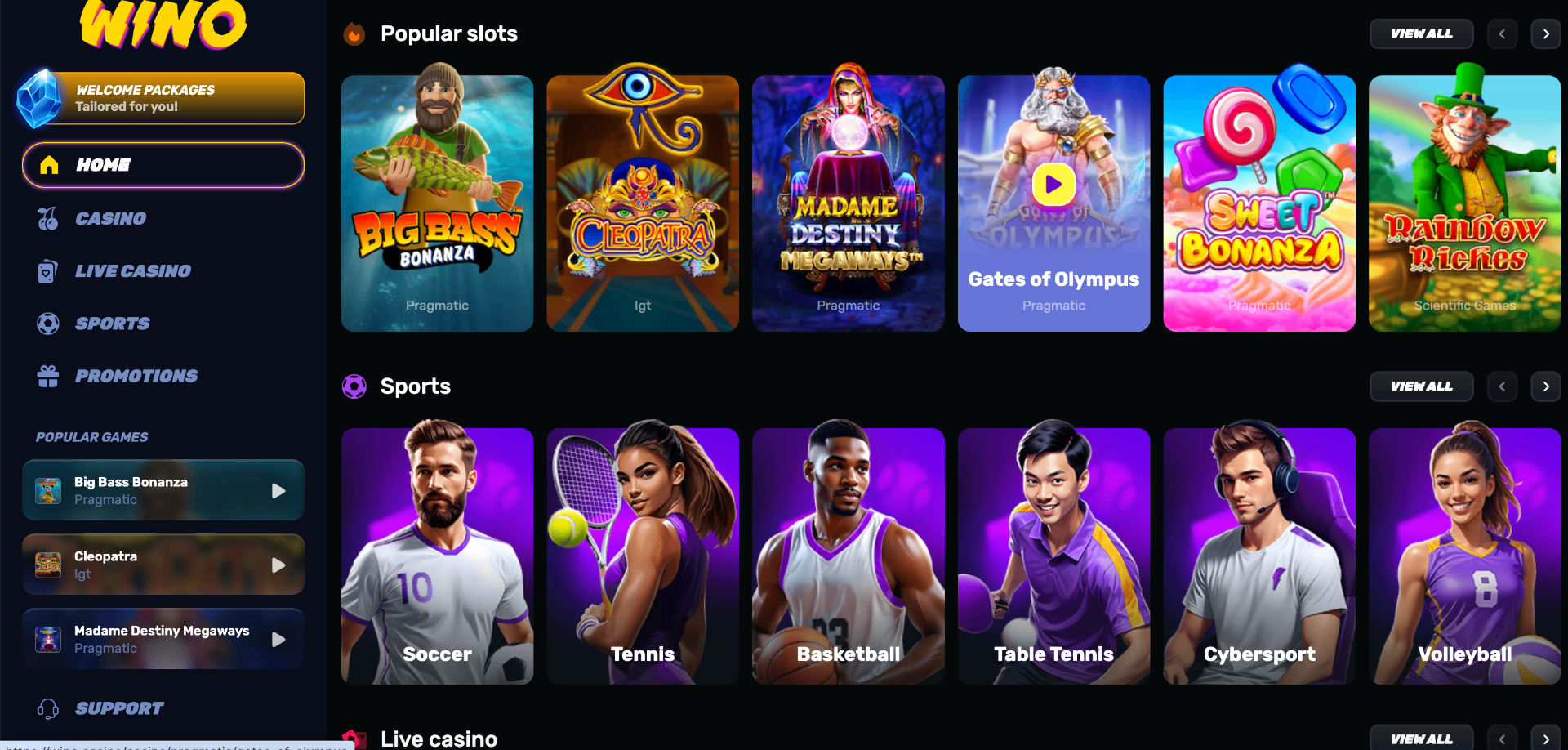 Wino Casino Screenshot 2